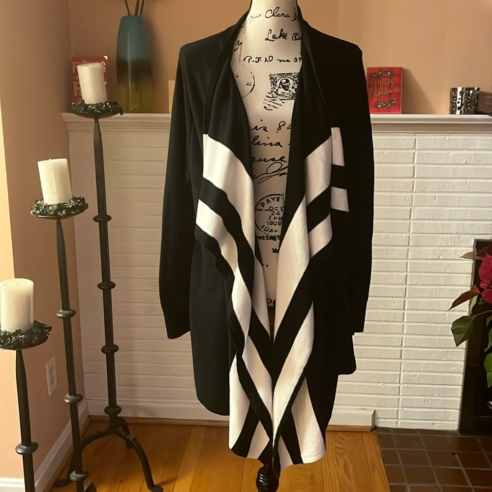 d&co. Open Front Cardigan w/Cascading Front/Updated  pics stain removed 5/24